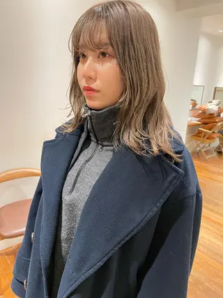 セミロング カラー 小顔レイヤー×コンパ クトボブ/林隆平のヘアスタイル