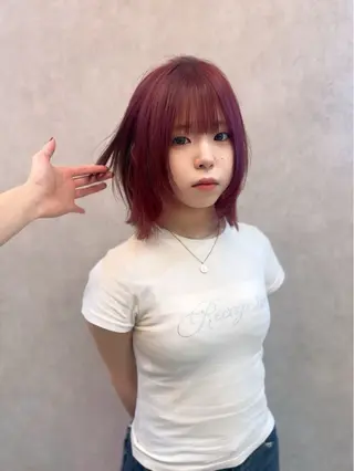 ミディアム カラー ヘアアレンジ 天神/ブリーチ/ ブリーチなしカラーのヘアスタイル