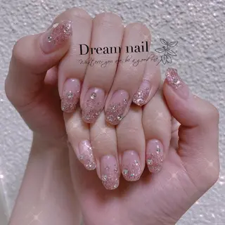 ミディアム ネイル フィルイン・深爪矯正 長さ出し🎀のネイルデザイン