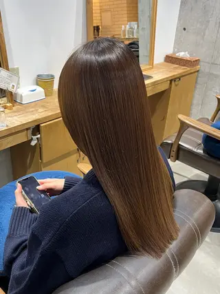 セミロング 暖色  艶カラー/ 蒔田 爽真のヘアスタイル