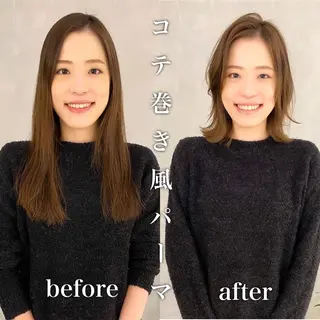 ミディアム パーマ レイヤーカットのプロ 大人ヘア宮森貴志のヘアスタイル