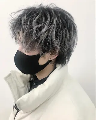 ショート カラー パーマ メンズ エビスザキレン／メン ズ／心斎橋🌳のヘアスタイル