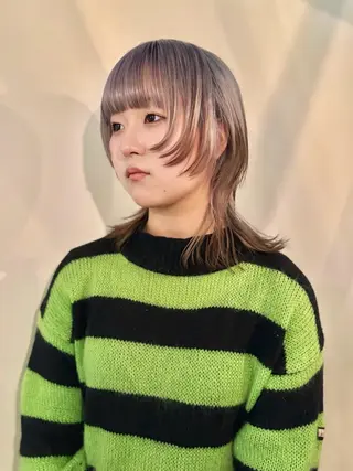 ミディアム カラー ウルフ/似合わせ レイヤー/RIHOのヘアスタイル