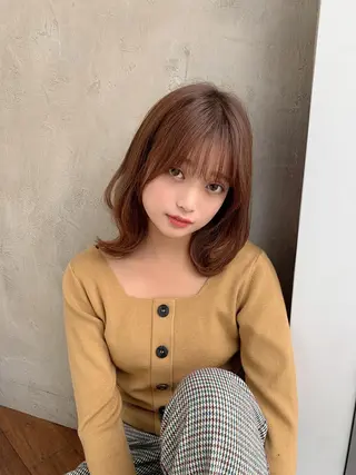 ミディアム カラー 新宿✨顔周りカット 韓国ヘア/坂本亜裟海のヘアスタイル