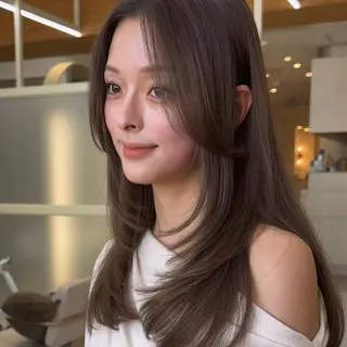 セミロング カラー 似合わせレイヤー/ 透明感カラーのヘアスタイル