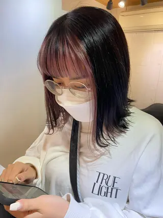 ミディアム カラー ヘアアレンジ 🧸艶々韓国ヘア 🧁mizunaのヘアスタイル