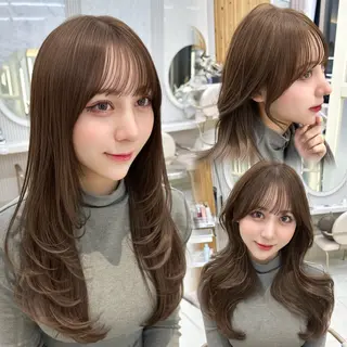 セミロング カラー 🇰🇷韓国風くびれ ヘア🇰🇷中村優大のヘアスタイル