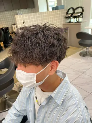 ミディアム パーマ ヘアアレンジ メンズ メンズ特化 水口湧太のヘアスタイル