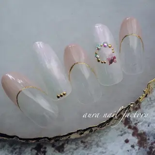 ショート カラー ネイル 赤羽 aura 深爪を断らない✨のネイルデザイン