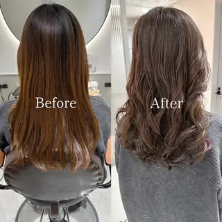 セミロング カラー パーマ 銀座No.1髪質改善 縮毛矯正/本木のヘアスタイル