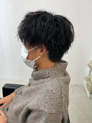 ショート パーマ メンズ レイヤーカット 艶髪/西尾 幸樹のヘアスタイル