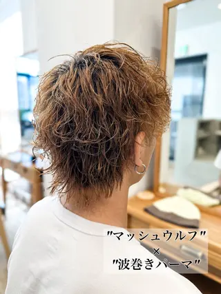 パーマ メンズ ブリーチカラー🔥 パーマ【佐々木凌平】のヘアスタイル