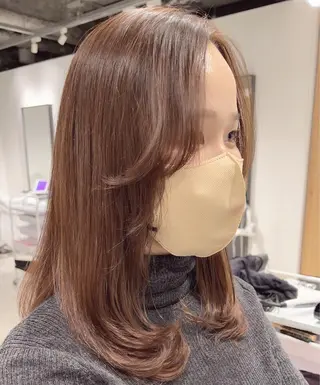 セミロング カラー スキバサミを使わない カット🌼唯🌼のヘアスタイル