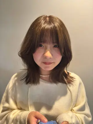 ミディアム ハイトーン/パーマ 大名 sakiのヘアスタイル