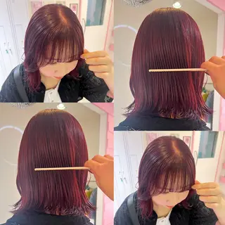 ミディアム カラー 🎀ダブルカラー/ ピンク×ガーリー🎀のヘアスタイル