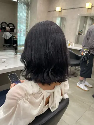 セミロング カラー パーマ ヘアアレンジ メンズ キッズ 韓国系🇰🇷🩶 艶暗髪/MEIのヘアスタイル