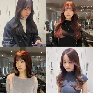 セミロング カラー 韓国🇰🇷レイヤー 映える顔周り🩷のヘアスタイル