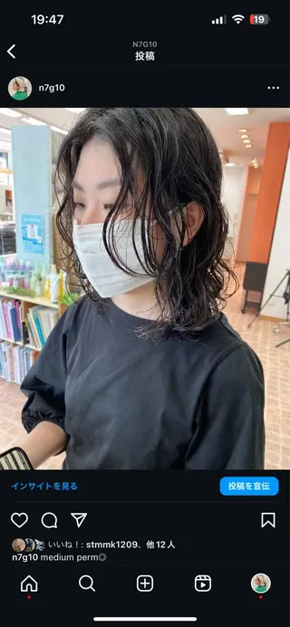 ミディアム パーマ ナカジマ ナナのヘアスタイル