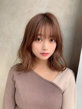 ミディアム カラー 新宿✨顔周りカット 韓国ヘア/坂本亜裟海のヘアスタイル