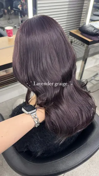 ロング カラー 暗髪🩶ラベンダー/ ブルー/ユウナ🤍のヘアスタイル