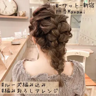 セミロング カラー ヘアアレンジ 新宿駅近♡友達とOK 🦋W -ワット -のヘアスタイル