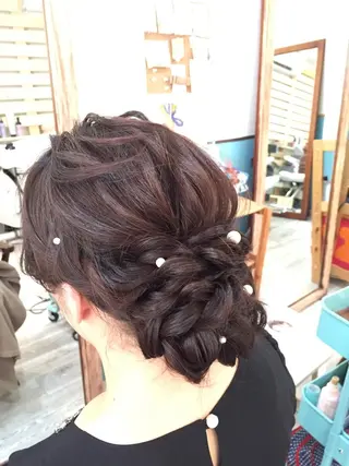 セミロング パーマ ヘアアレンジ 早朝✨ヘアセット 着付け/清水玲歌のヘアスタイル