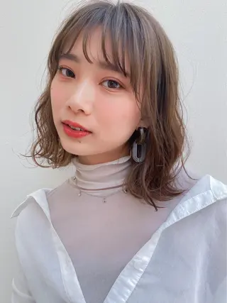 ミディアム カラー パーマ Chlom🌿Top Stylist沖田のヘアスタイル