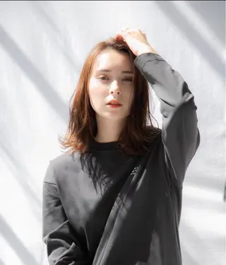 ミディアム カラー パーマ 前髪/ハイライト得意 安西駿一　【銀座】のヘアスタイル