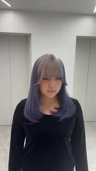 ロング カラー ヘアアレンジ ウルフカット×ハイ トーン職人🤍ゆうひのヘアスタイル