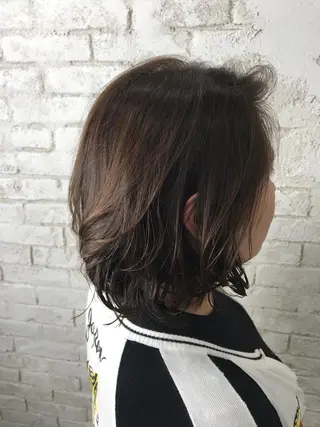 ミディアム カラー パーマ ヘアアレンジ 韓国ヘア✨グレージュ カラーasamiのヘアスタイル