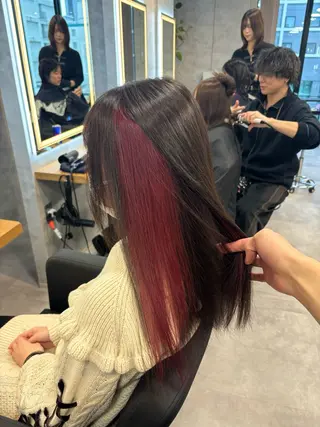 ロング カラー パーマ ヘアアレンジ 透明感ブリーチカラー 🌈TOMOHIROのヘアスタイル