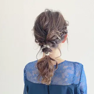 セミロング ヘアアレンジ JUNSHIN🦋 ヘアセット／カラーのヘアスタイル