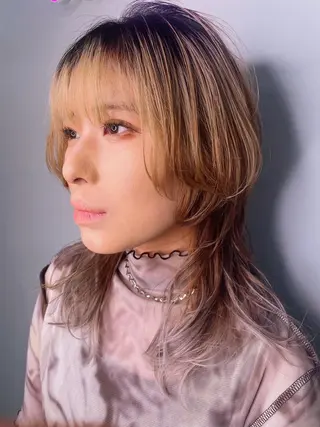 カラー ヘアアレンジ ミディアム パーマ newi 川崎店のヘアスタイル