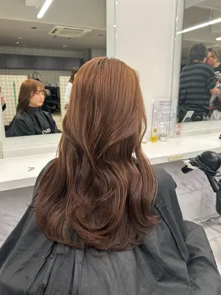 セミロング カラー ヘアアレンジ 💎韓国/ レイヤー カット/ 暖色🫧のヘアスタイル