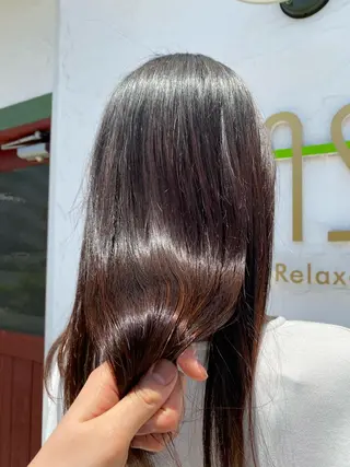 ロング 酸性ストレート/ブリ ーチなしWカラー河本のヘアスタイル