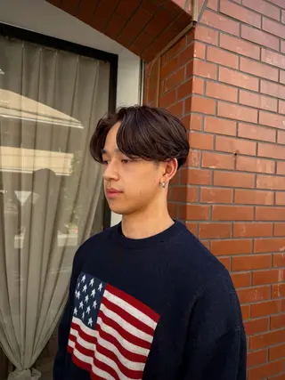 パーマ メンズ 保坂 駿太郎のヘアスタイル