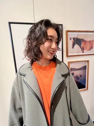 ミディアム パーマ 圧倒的デザイン力 店長🎨RENAのヘアスタイル
