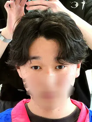 メンズ 🇰🇷ダウンパーマ 毛流れヘア🪽藤原のヘアスタイル