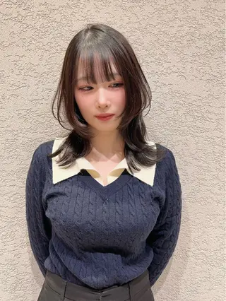 ミディアム カラー 興津/韓国レイヤー ダブルカラー美髪縮毛のヘアスタイル
