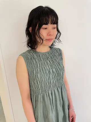ミディアム パーマ ウルフ/ボブ/レイヤ ーカット◎ricoのヘアスタイル