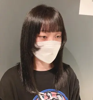 セミロング カラー スキバサミを使わない カット🌼唯🌼のヘアスタイル