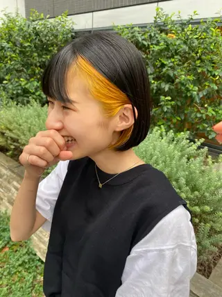 ショート デザインカラー/ボブ ブリーチカラー/ユリのヘアスタイル