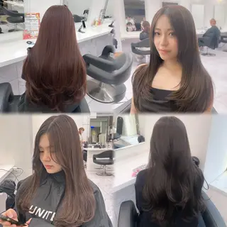 ロング カラー パーマ ヘアアレンジ メンズ キッズ ブリーチなしカラー/ ブラウン/レイヤーのヘアスタイル