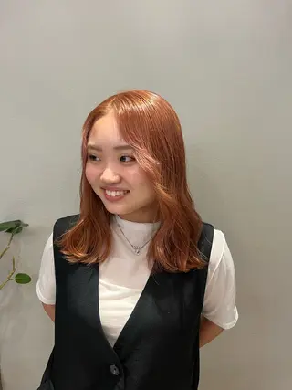 ミディアム カラー 顔周り/ガーリー /ヘアメ/あつはのヘアスタイル