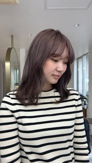 セミロング カラー じゅわっと暖色カラー 🍊Moemiのヘアスタイル