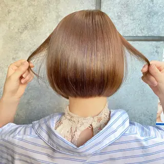 ショート カラー 癖毛救済✂️ボブ /髪質改善ストレートのヘアスタイル