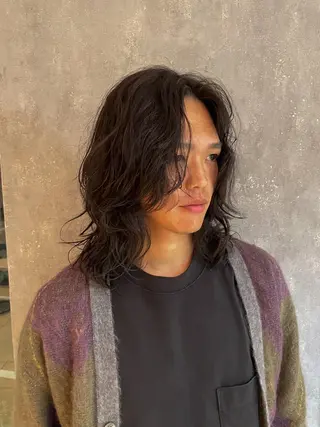ミディアム パーマ メンズ Riku 西荻窪/メンズカットのヘアスタイル