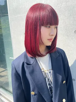 ミディアム カラー インナーカラー 推し ブリーチ  髪質改善のヘアスタイル