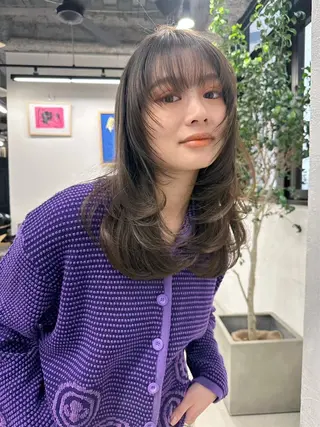 セミロング カラー 🧸艶々韓国ヘア 🧁mizunaのヘアスタイル
