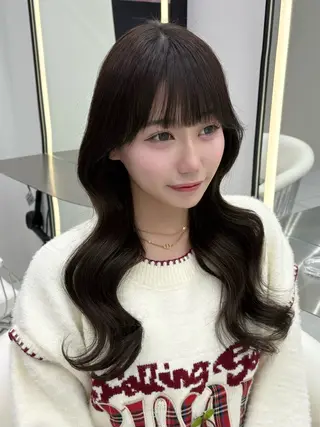 セミロング カラー 新宿/韓国ヘア 中明度カラー/かやのヘアスタイル